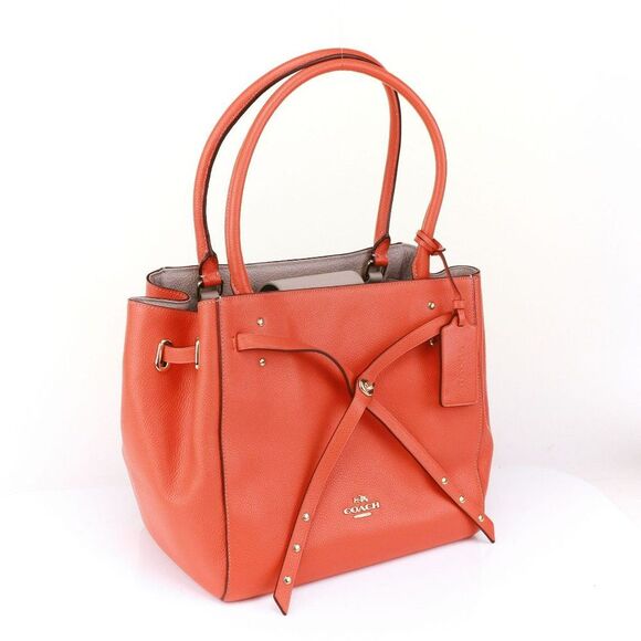 NWT Coach Turnlock Refined Pebble Leather Bucket Tote Watermelon - Picture 6 of 13